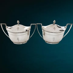 Pair Rare Antique Georgian Silver Sauce Tureens London 1802