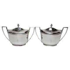 Pair Rare Antique Georgian Silver Sauce Tureens London 1802