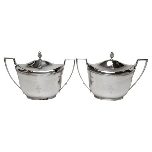 Pair Rare Antique Georgian Silver Sauce Tureens London 1802