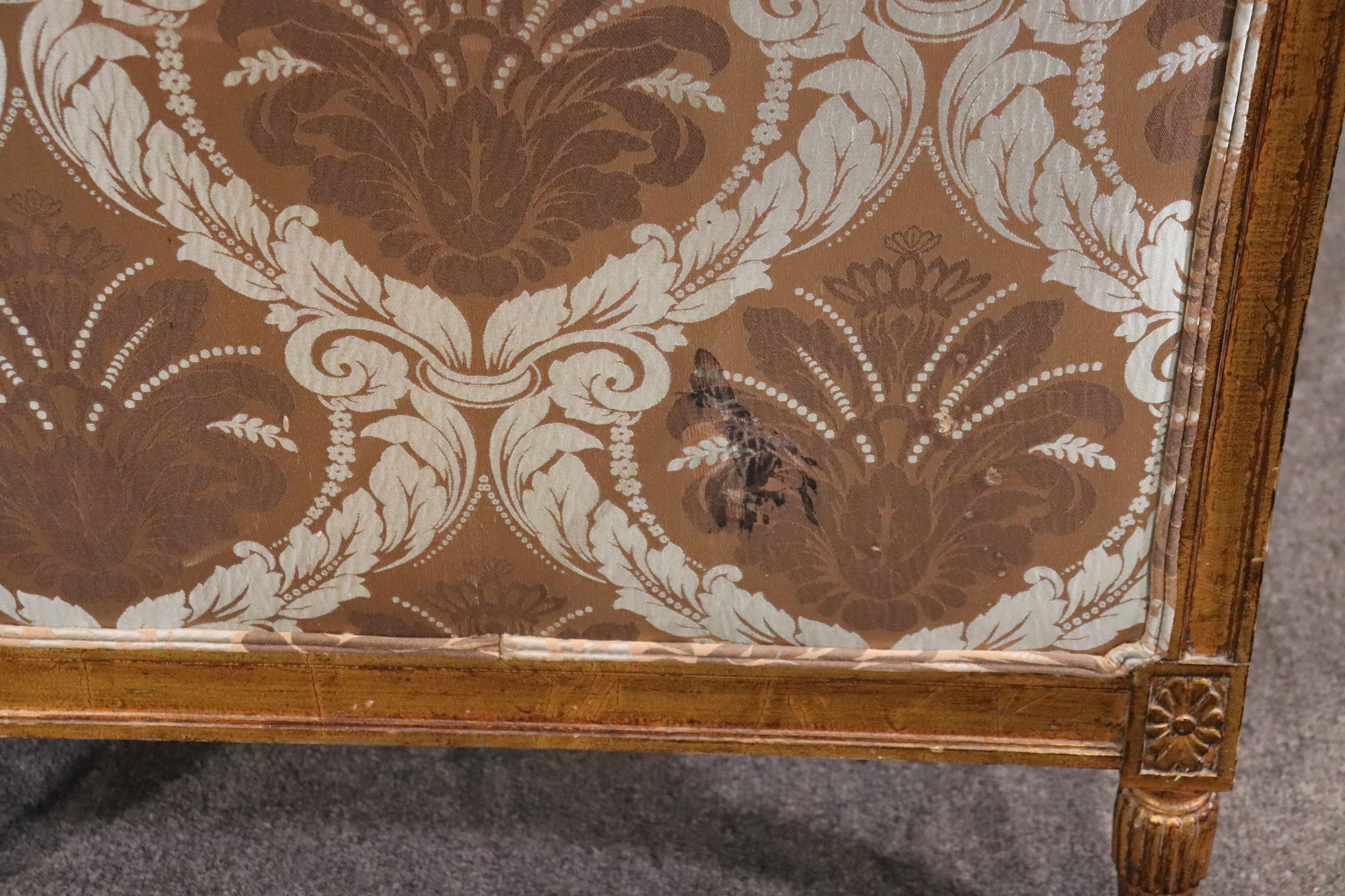 Pair Rare Italian Carved Griffin Directoire Genuine Gold Leaf Settee Sofas C1960 13