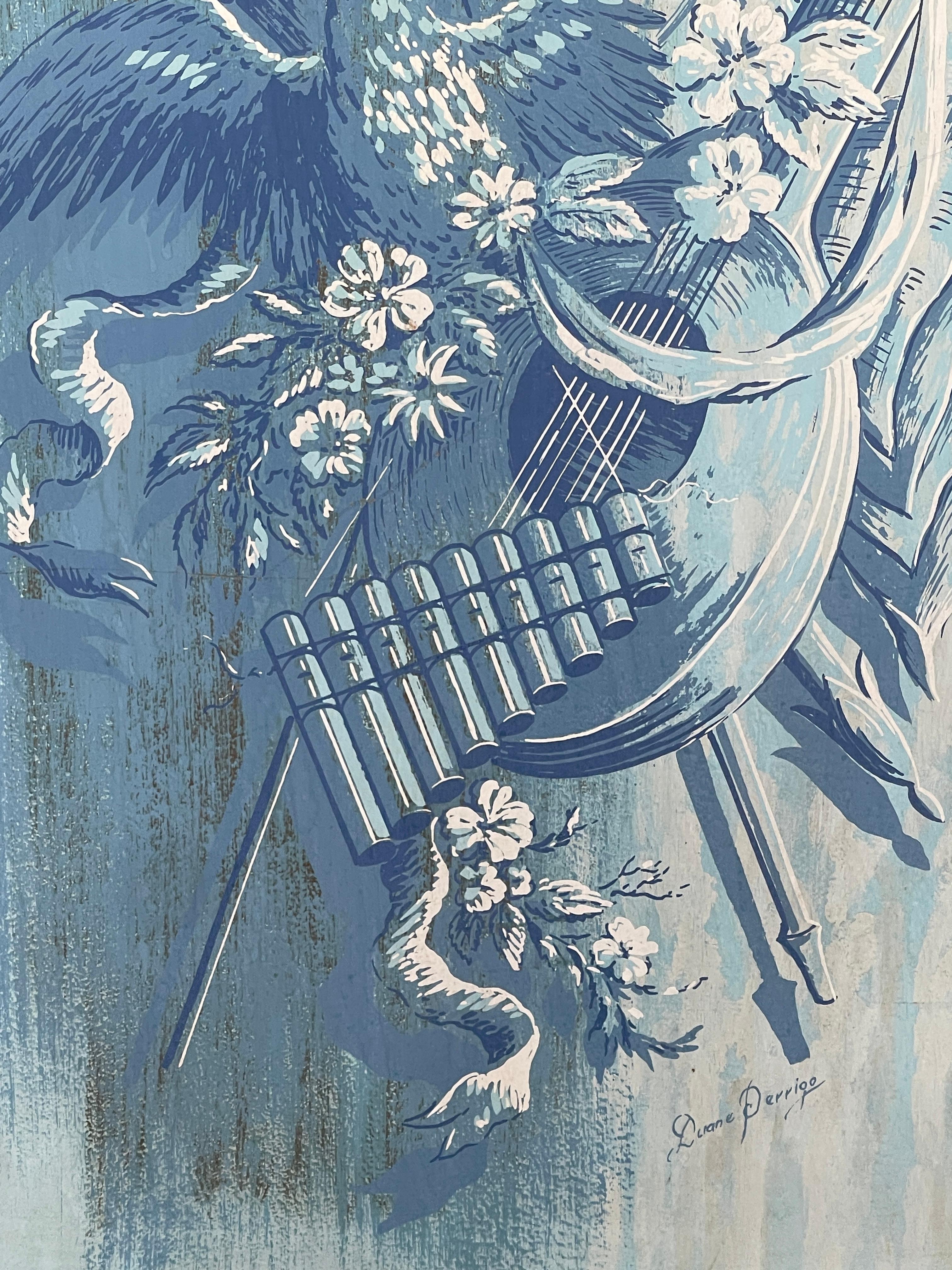 Pair Rare Italian Hand Painted Pastoral Panels, Harvest Time, Duane Perrigo For Sale 2