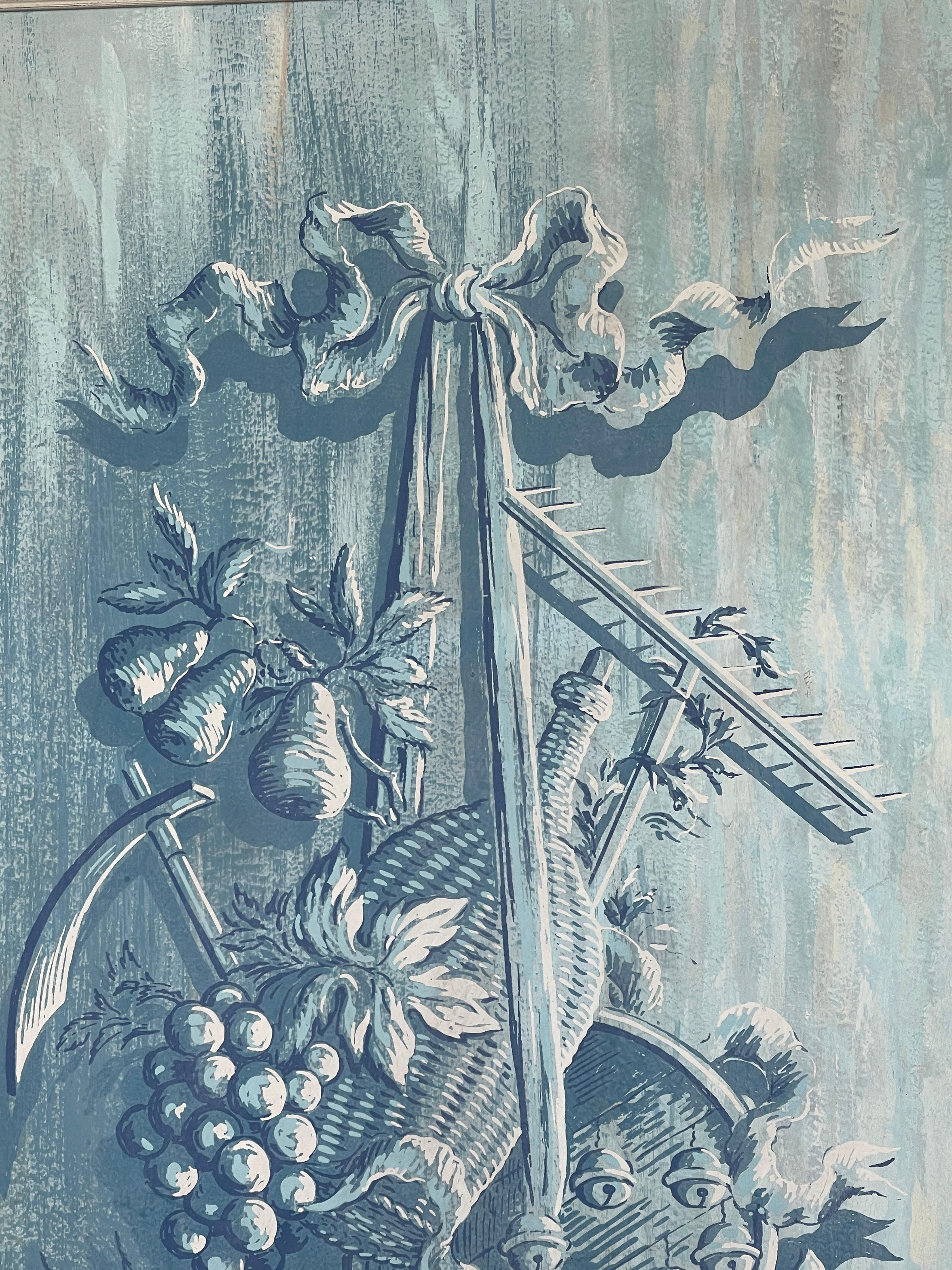 American Pair Rare Italian Hand Painted Pastoral Panels, Harvest Time, Duane Perrigo For Sale