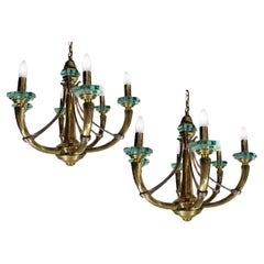 Pair Rare "Luxuria" Italian Chandeliers Fontana Arte Style, 1960s