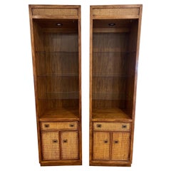 Used Pair rare MCM American of Martinsville Walnut Display Cabinets / Shelves
