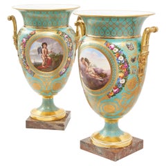 Pair Rare Sèvres Urns, Signed Ponty 1827, on Earlier 1760's Bases