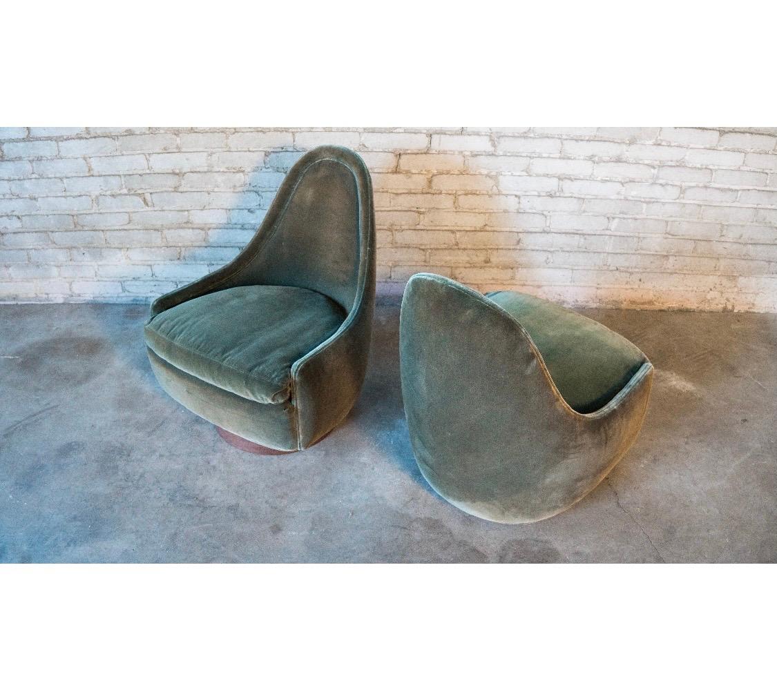 Mid-20th Century Pair of Rare Signed Thayer Coggin Milo Baughman Designed Child's Swivel Chairs