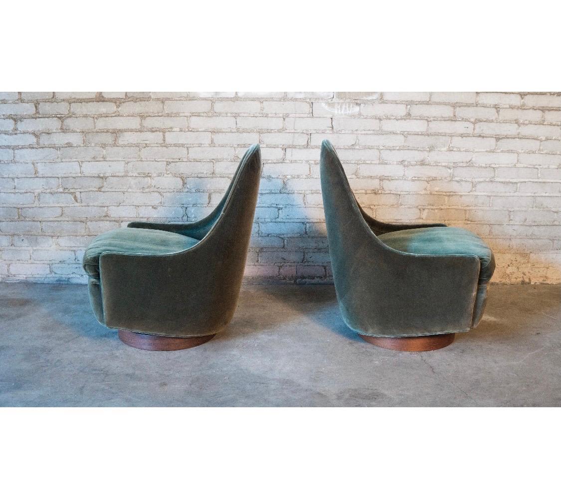 Pair of Rare Signed Thayer Coggin Milo Baughman Designed Child's Swivel Chairs 2