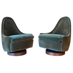 Retro Pair of Rare Signed Thayer Coggin Milo Baughman Designed Child's Swivel Chairs