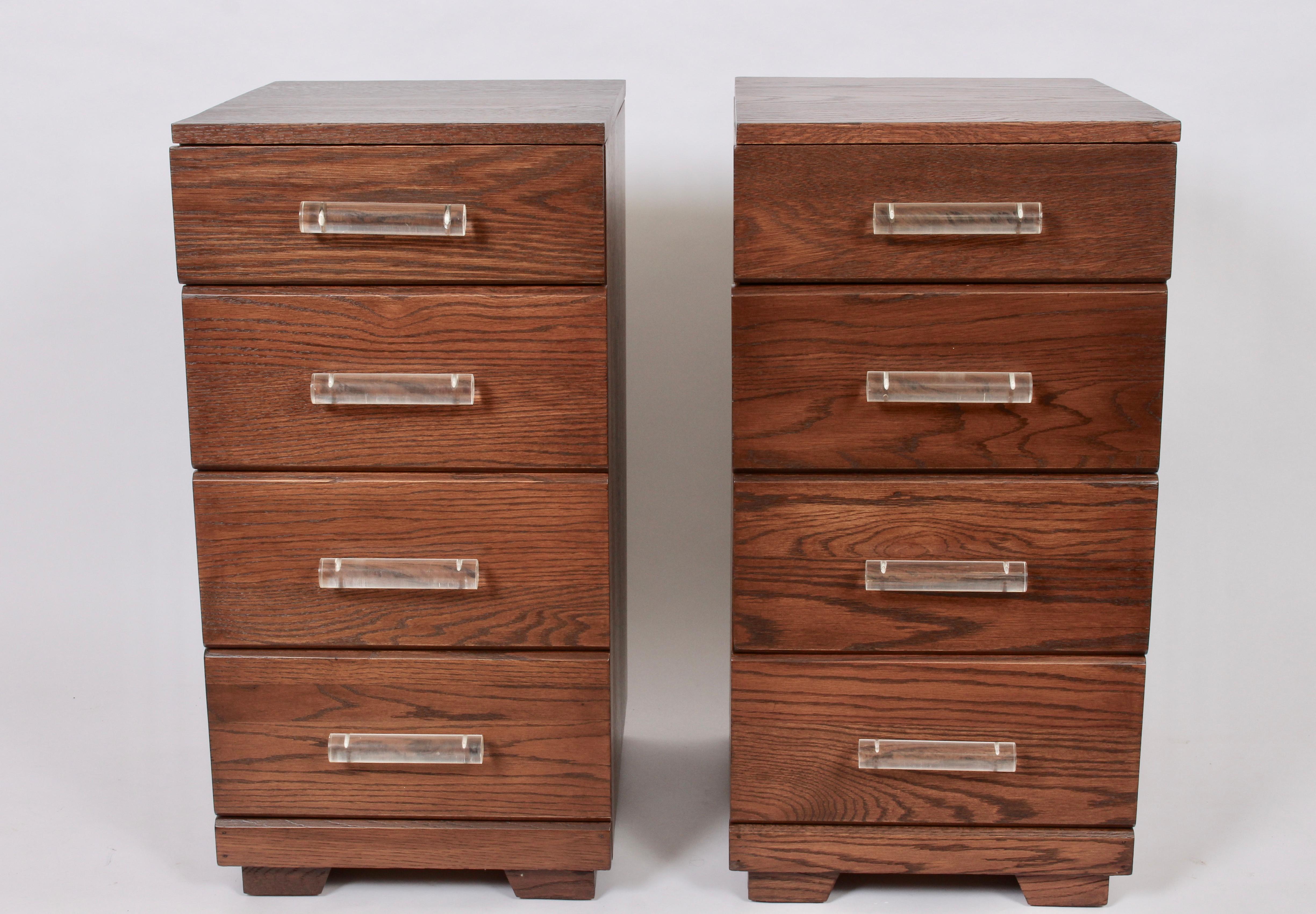 Pair of Raymond Loewy for Mengel Four Drawer Nightstands with Lucite Handles 1