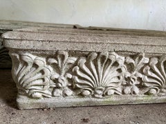 Pair Rectangular Classic Shell relief Decorated Cast Stone Planters