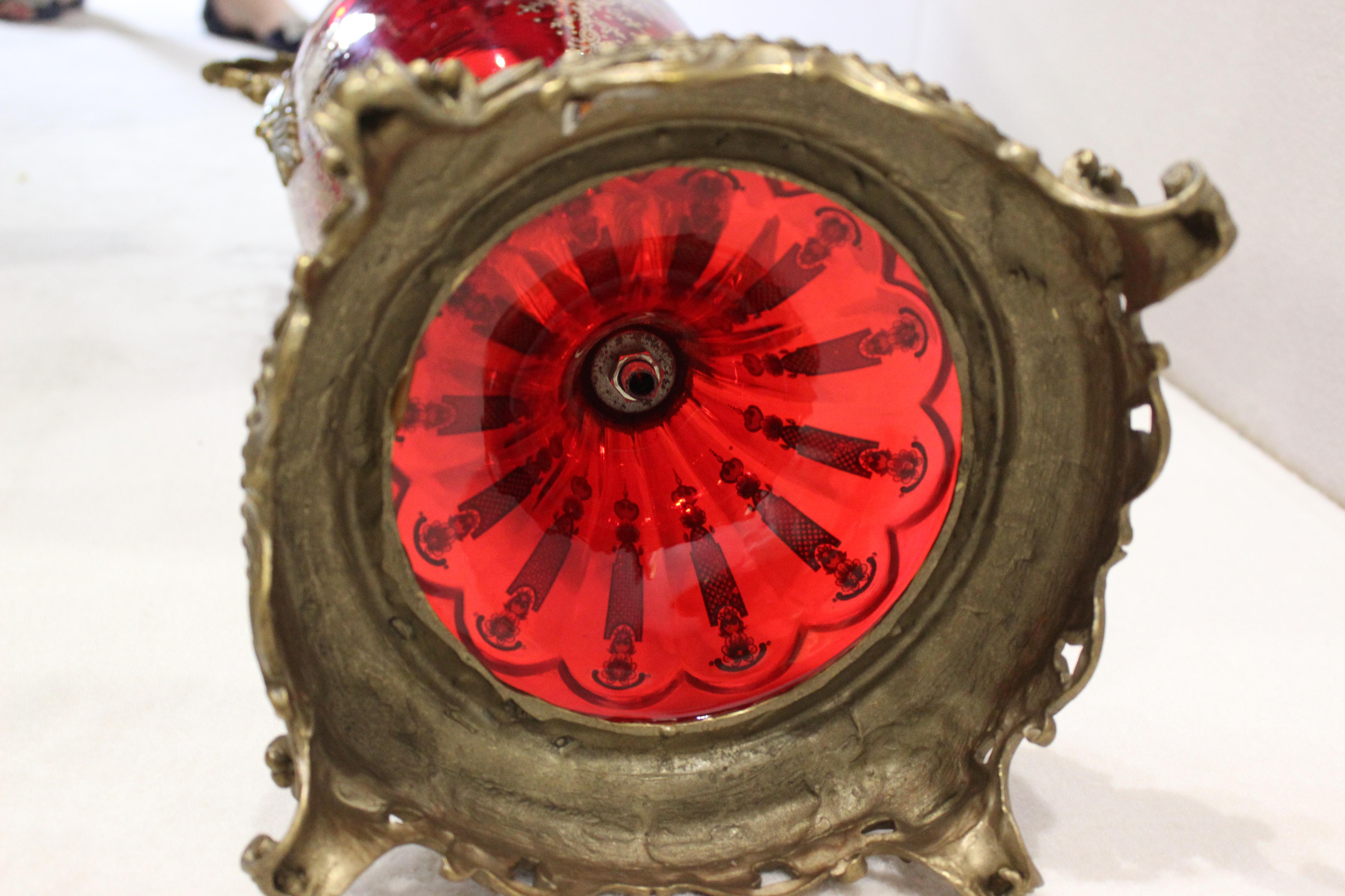 red crystal vase