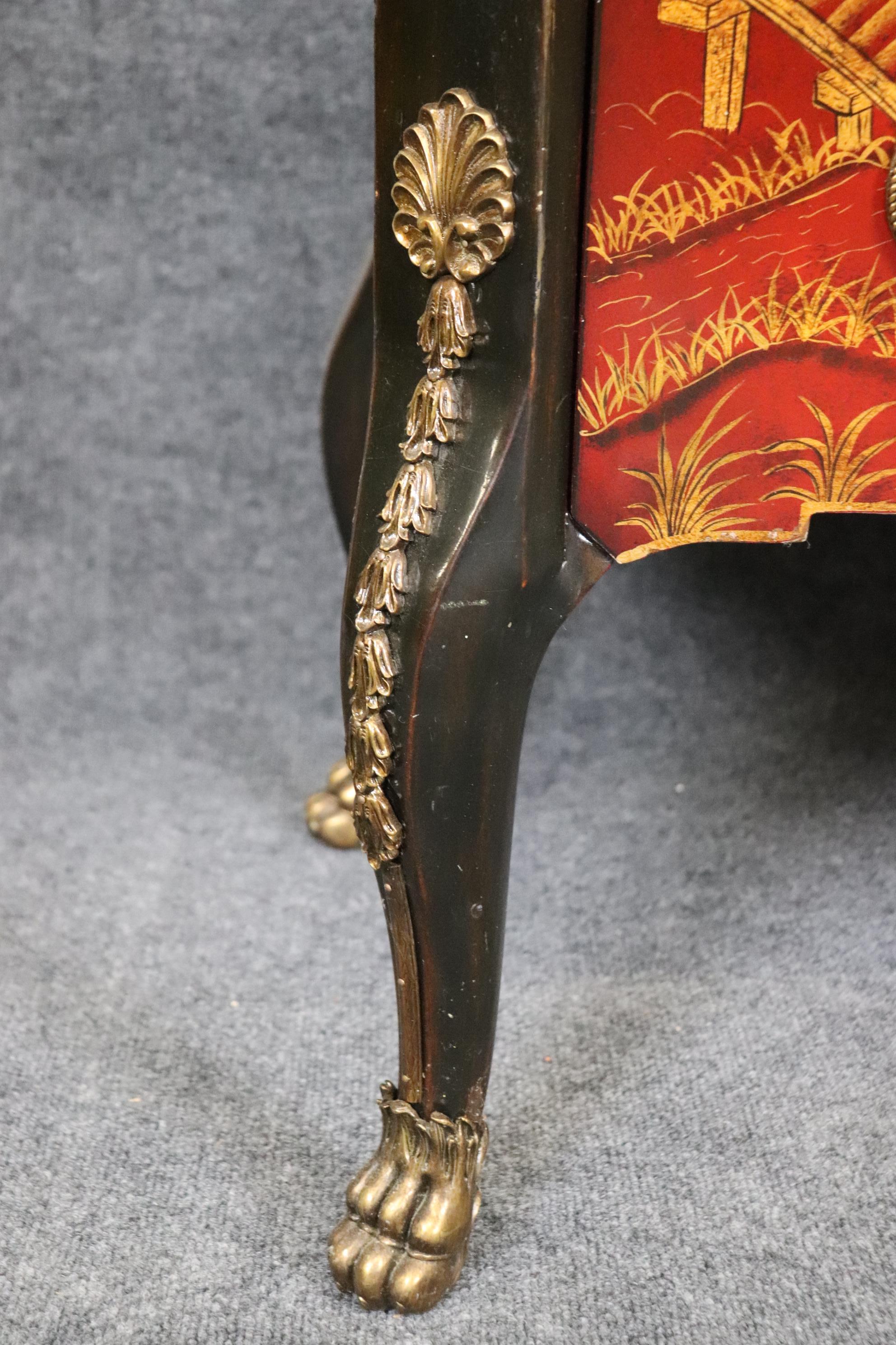 Paar rote Gold Chinoiserie-Kommoden im französischen Louis-XV-Stil von Maitland Smith-Marmor im Angebot 6
