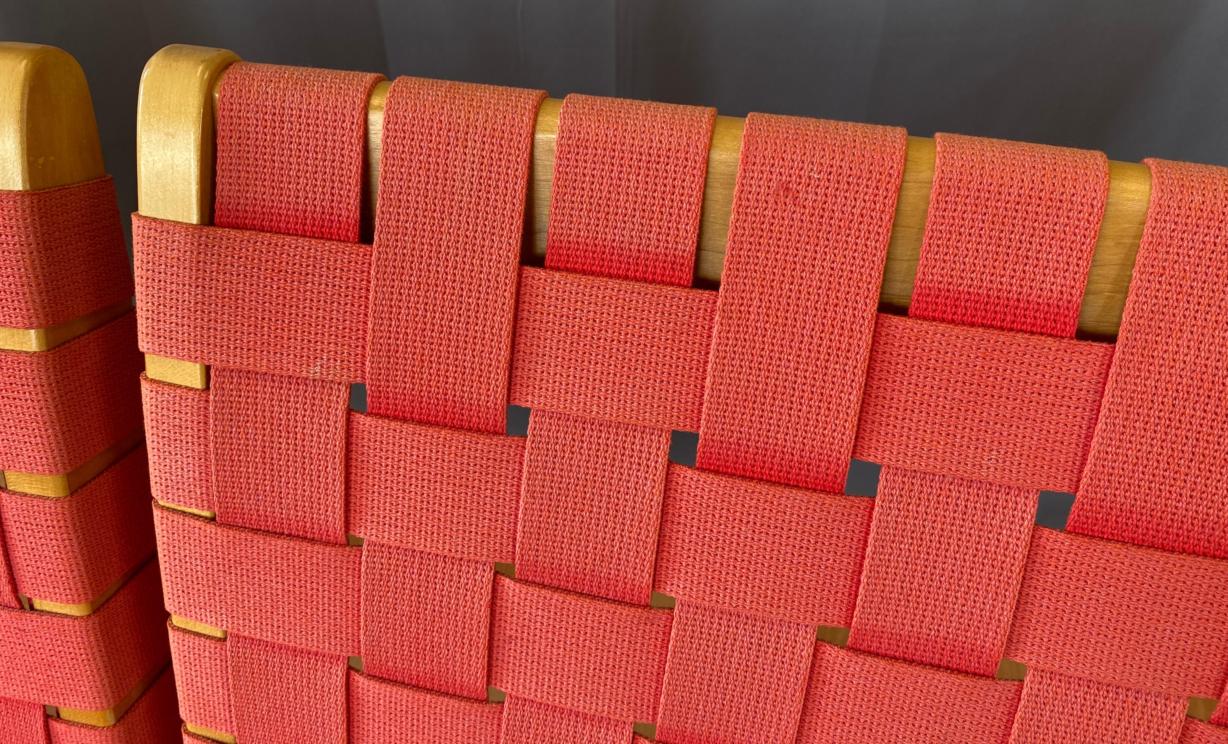 Pair Red Jens Risom Designed Lounge Chairs for Knoll 10