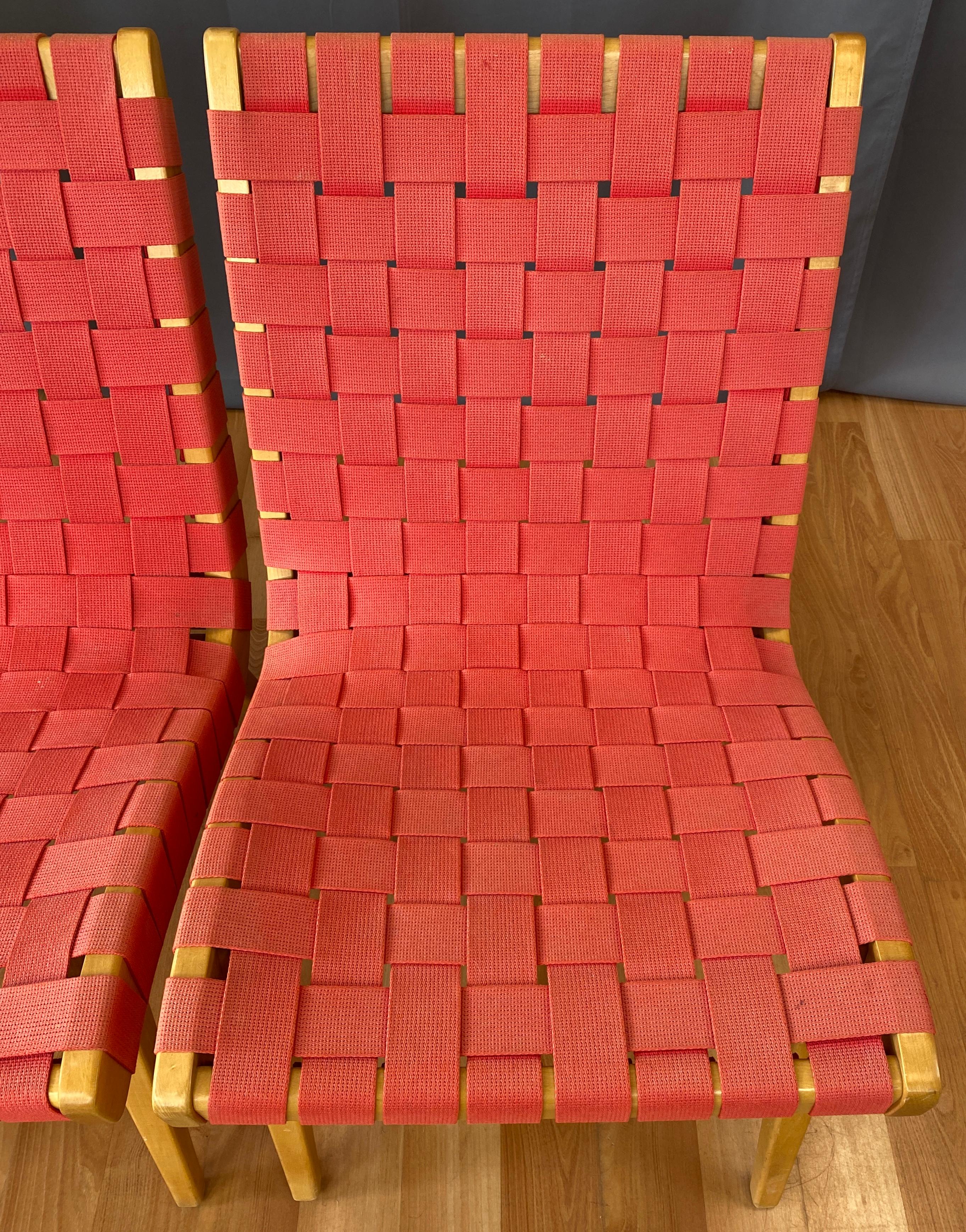 American Pair Red Jens Risom Designed Lounge Chairs for Knoll