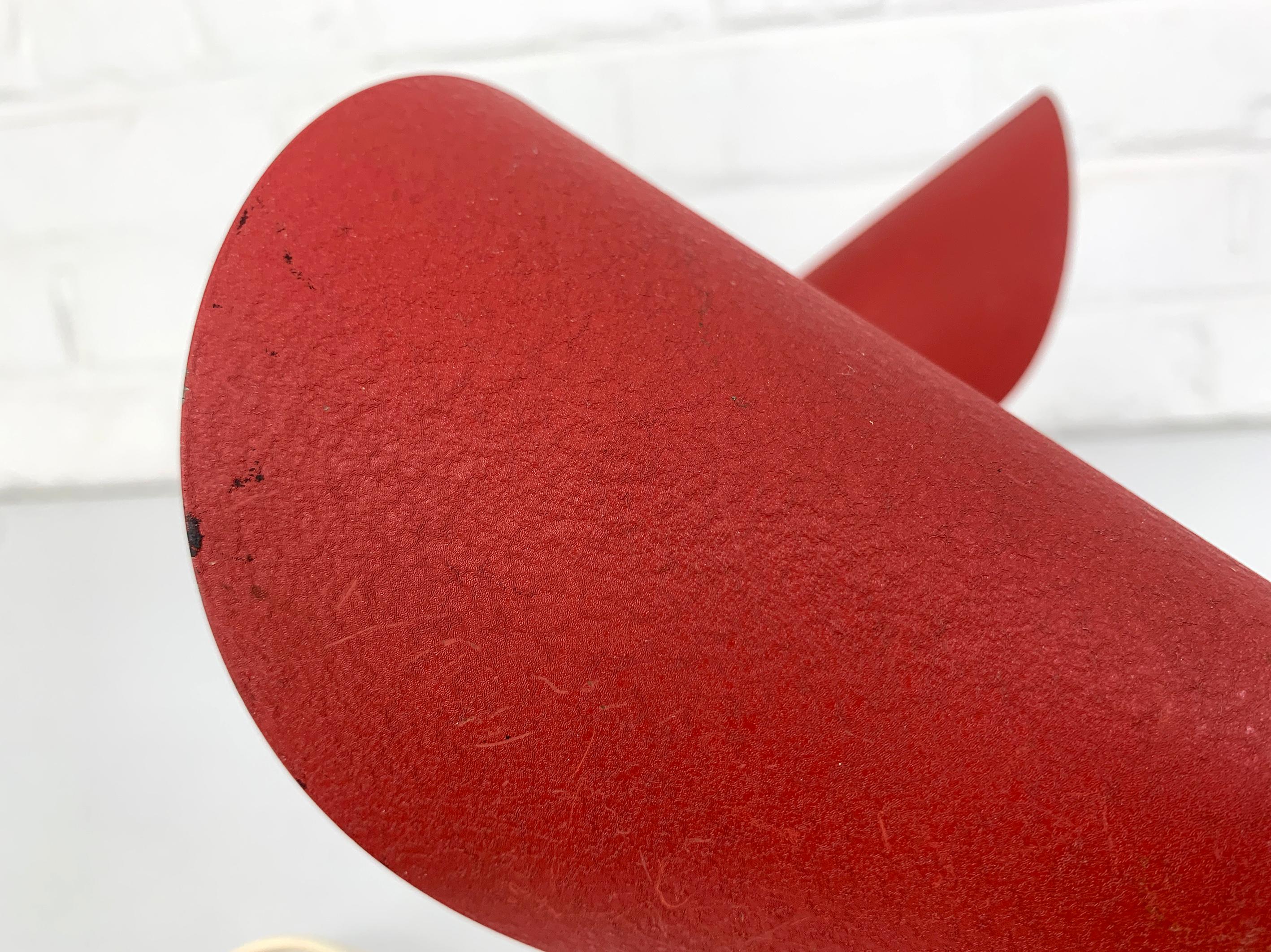 Pair Red Mid-Century Wall Lights Erik Warna for EWA, Sweden, 1950s 5