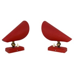Pair Red Mid-Century Wall Lights Erik Warna for EWA, Sweden, 1950s