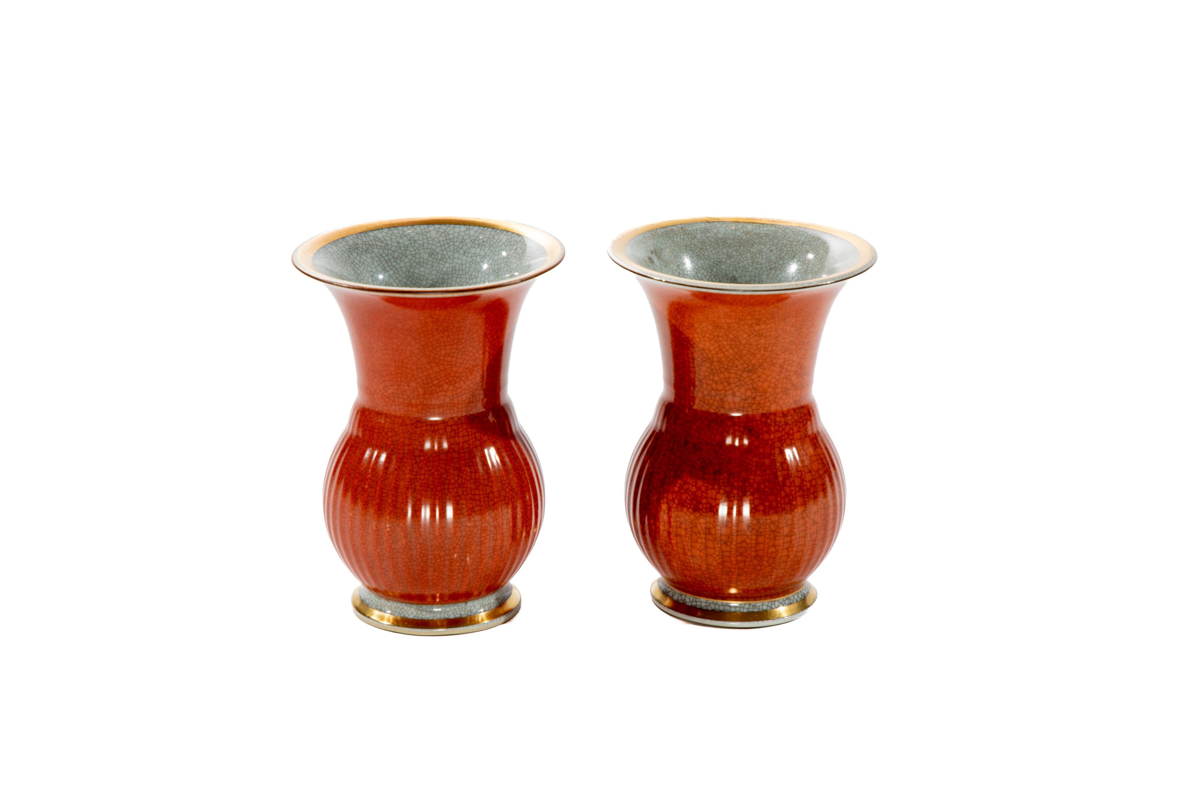 Danese Coppia Rosso Royal Copenhagen  Vasi  Circa 1925 in vendita