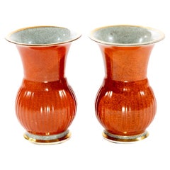 Pair Red Royal Copenhagen  Vases  Circa 1925
