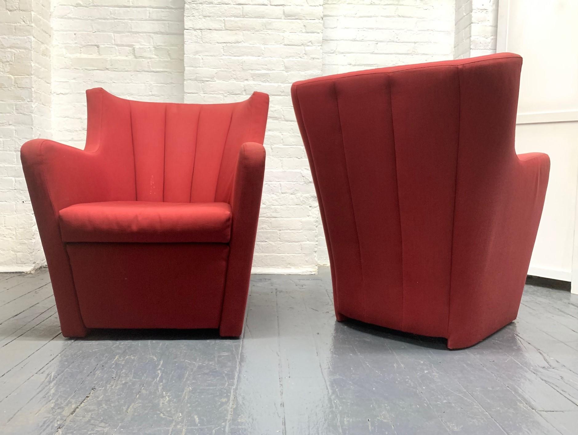 Pair of Redele lounge chairs by Gerrit Rietveld for Cassina. The chairs have the original upholstery.