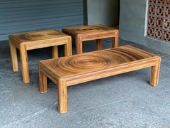 Pair of Reeded Rattan Side Tables, 1970s