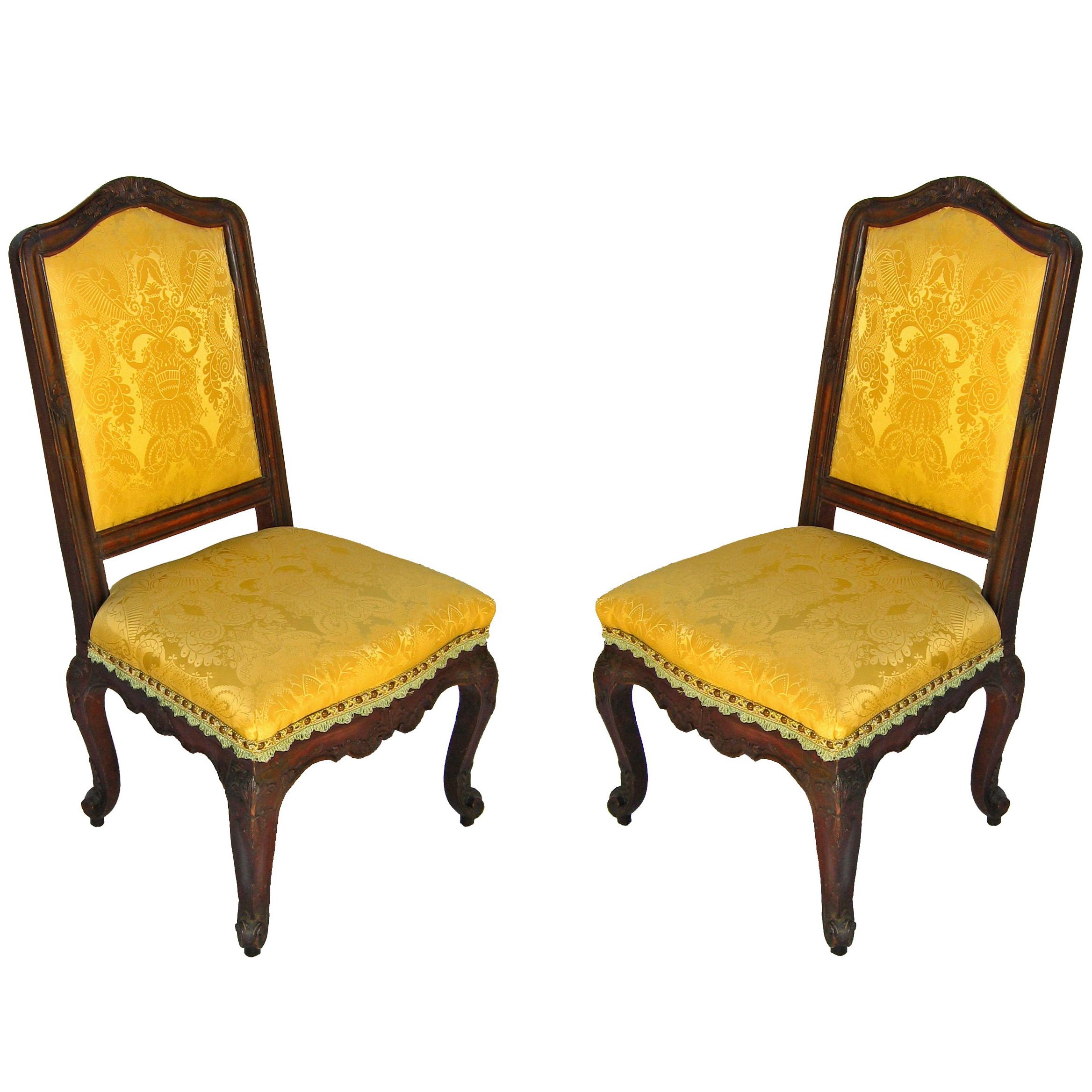 Pair Regence Walnut Side Chairs, c1725