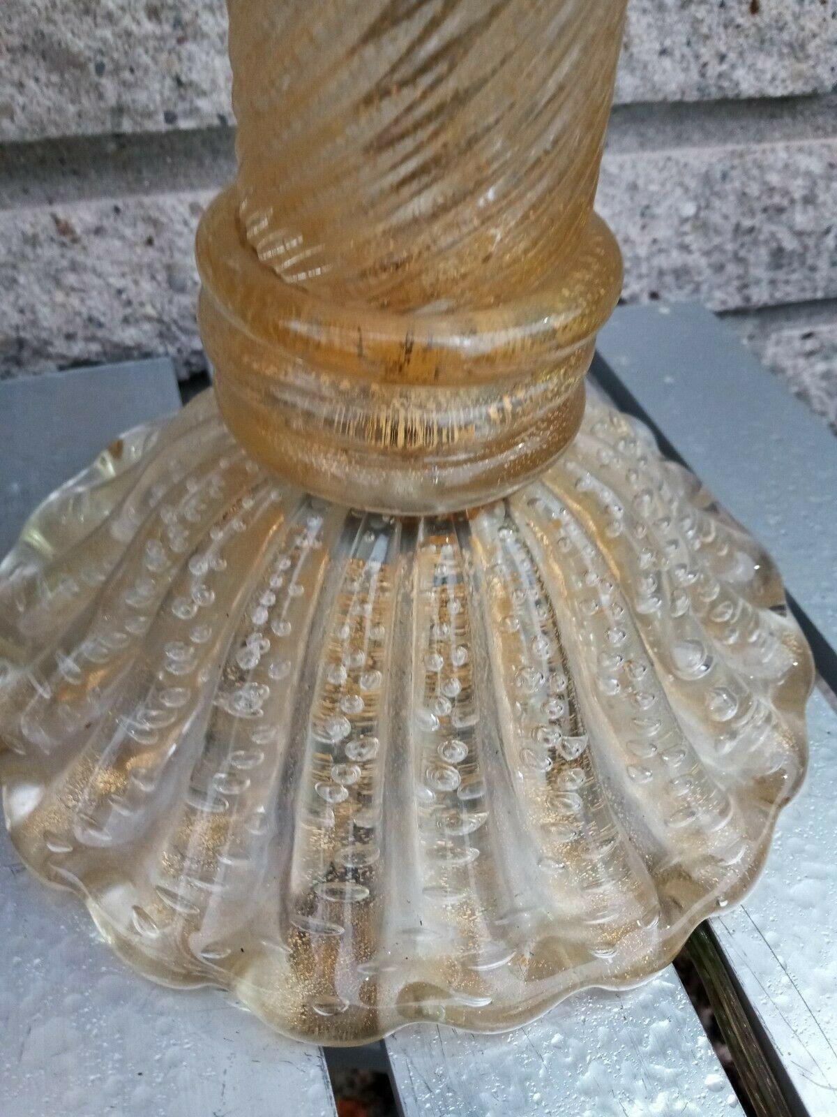 Paar Regency 1930er Jahre hohe Murano Barovier&Toso Gold „Coronado d' Oro Tischlampen, Regency im Angebot 9