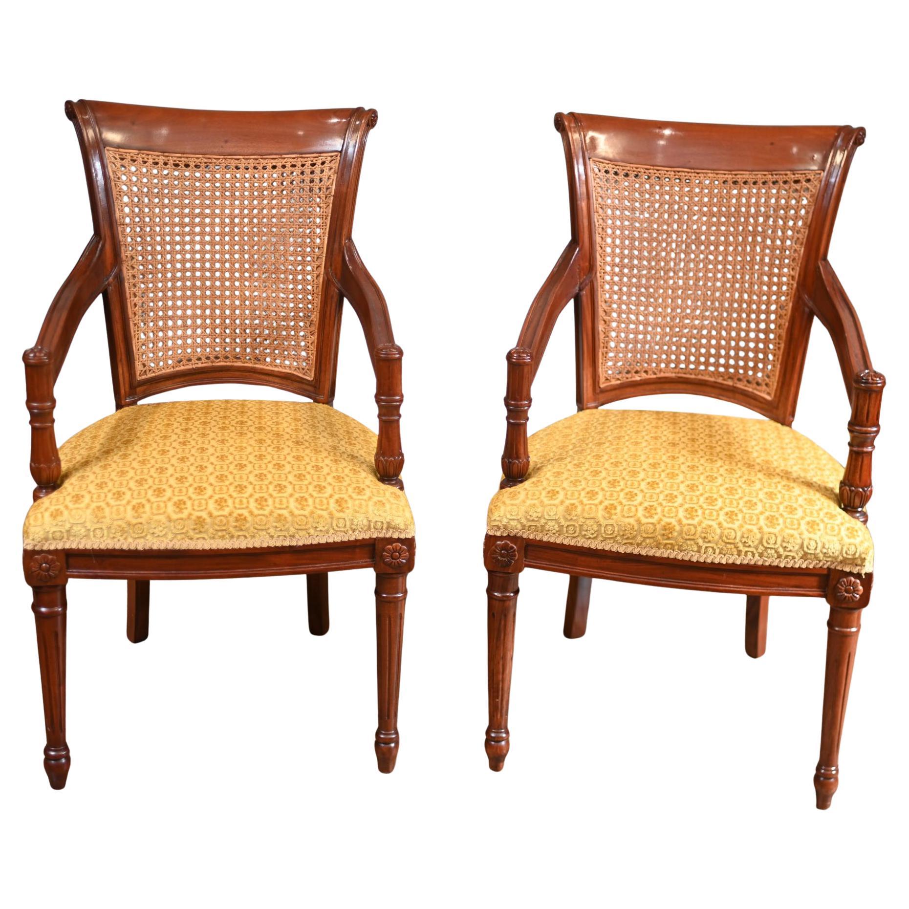 Coppia di poltrone Regency con schienale in bergere