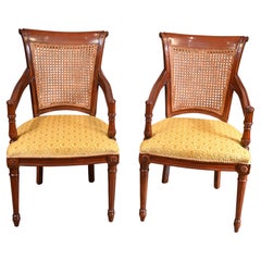 Paire de chaises à accoudoirs Regency avec dossier en bergère