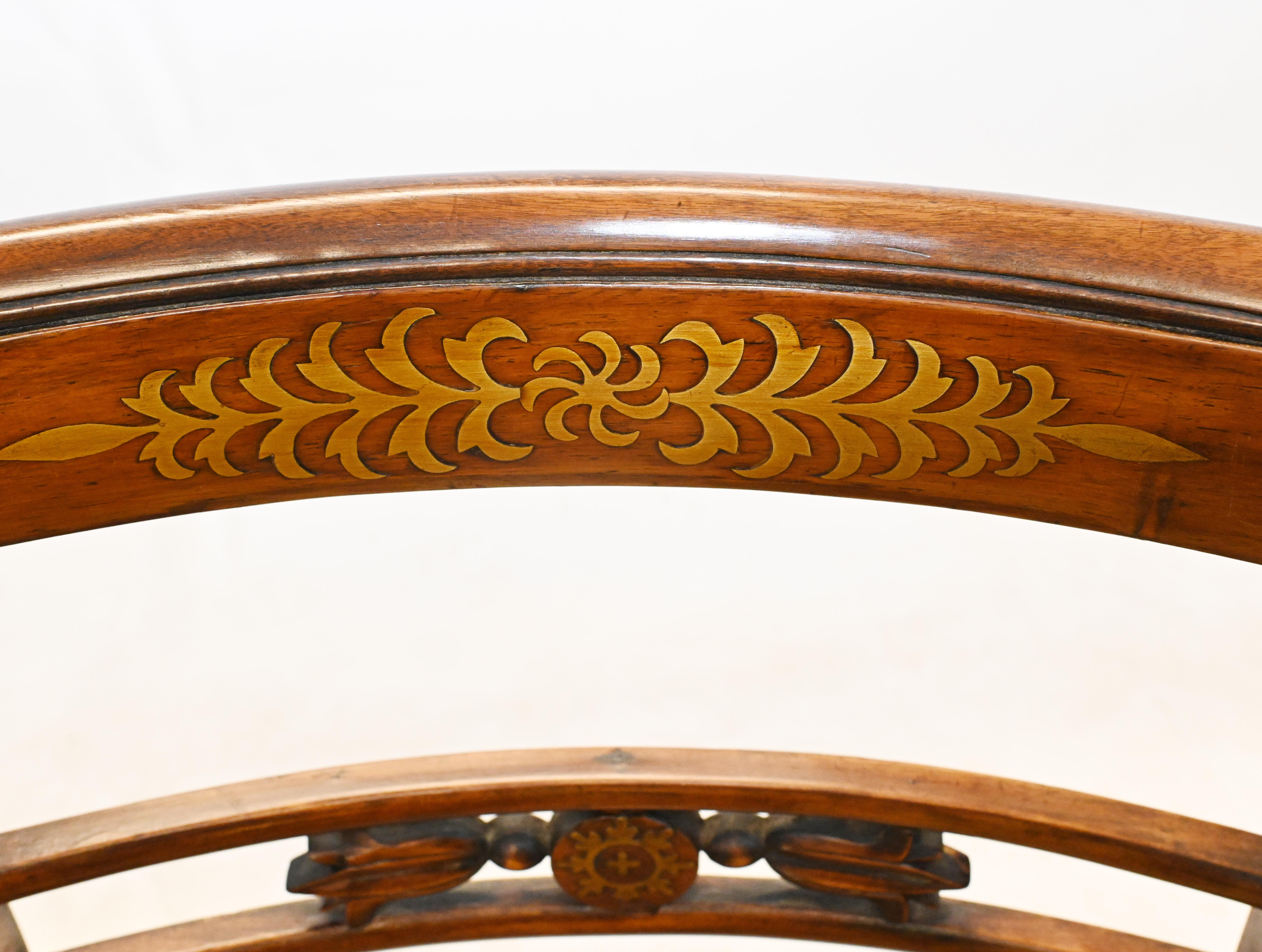 Pair Regency Arm Chairs Brass Inlay 1810 6