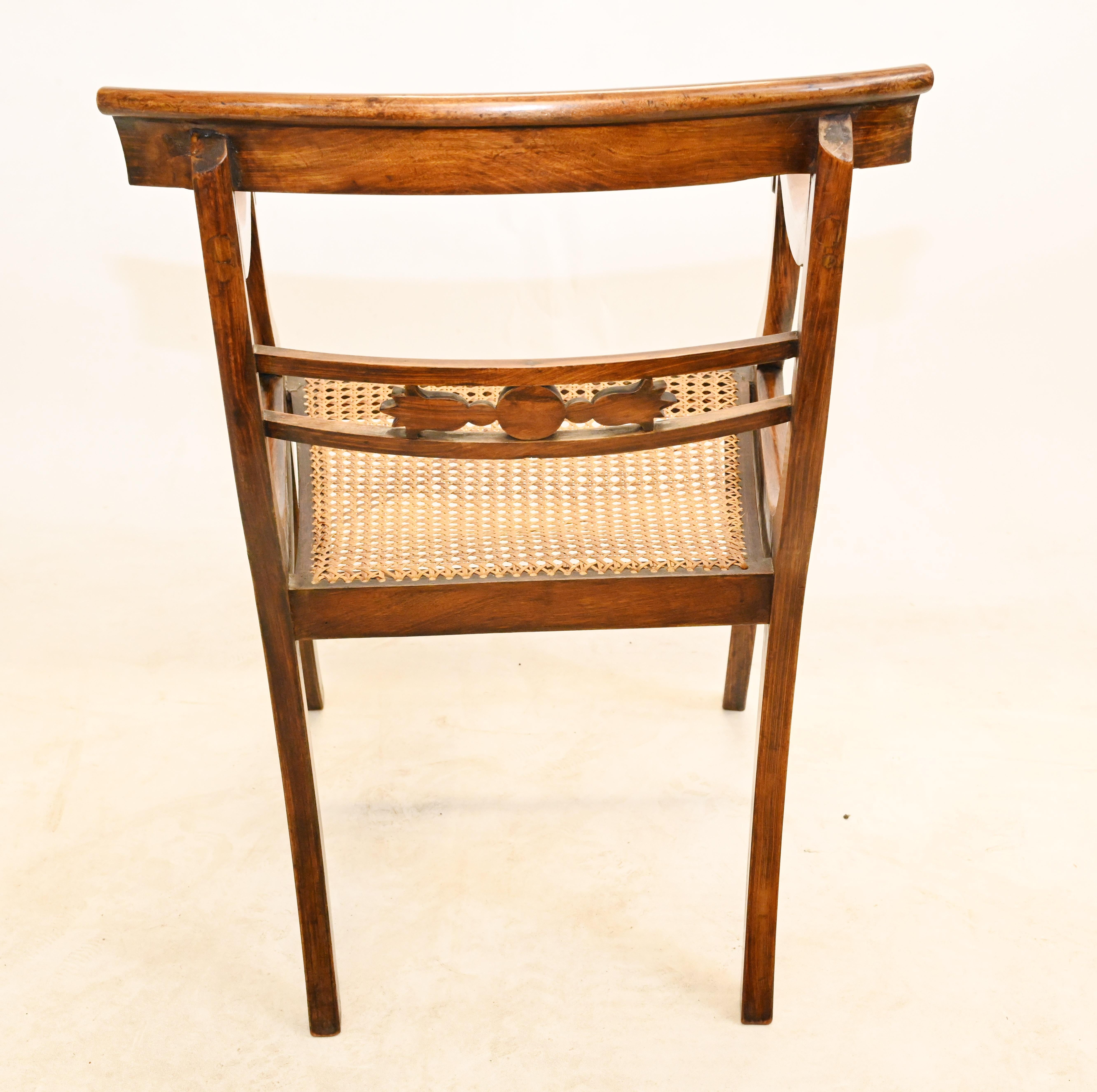 Pair Regency Arm Chairs Brass Inlay 1810 4