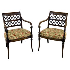 Antique Pair Regency Arm Chairs Carver Mahogany