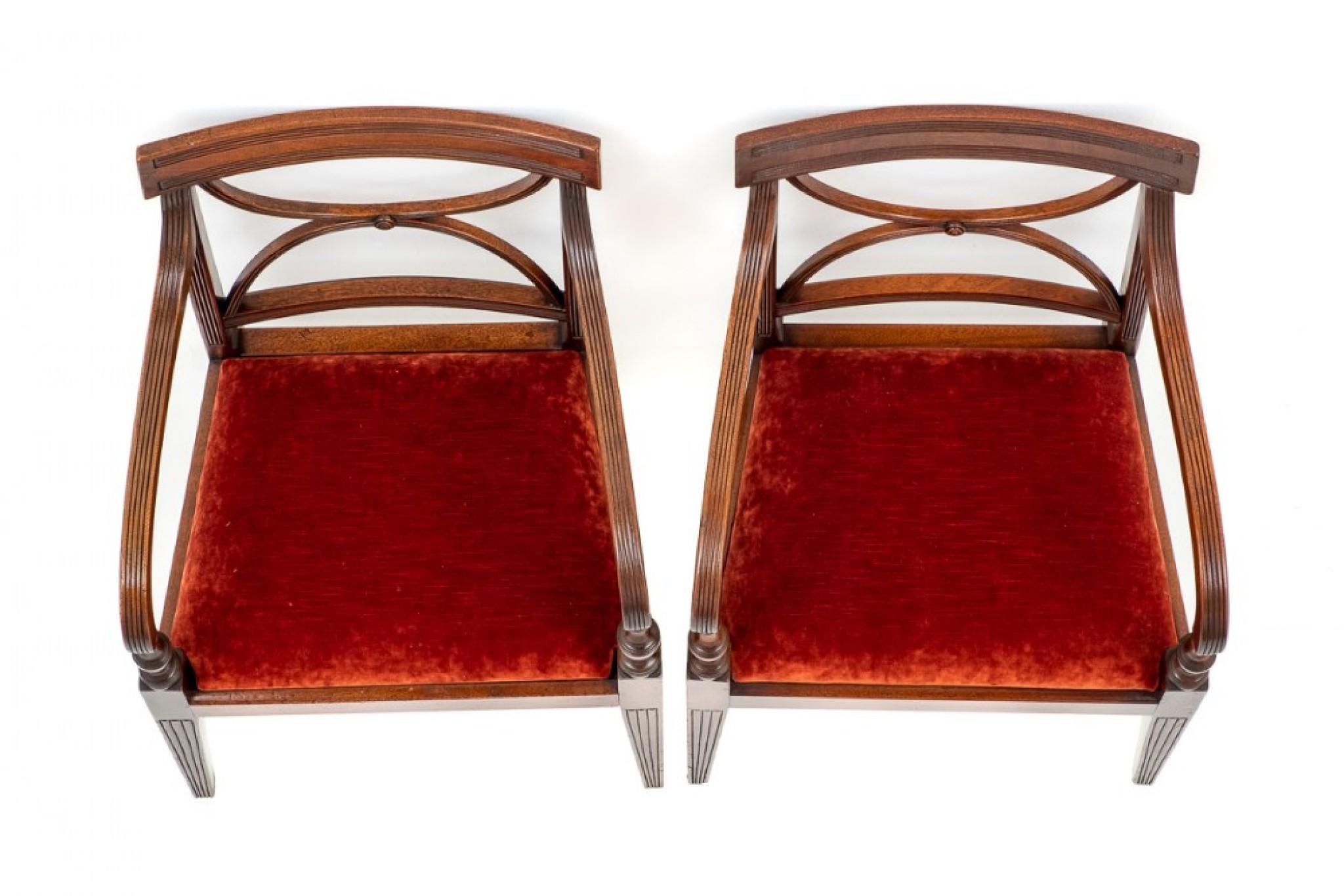 Pair Regency Arm Chairs Period Mahogany Antique For Sale 6