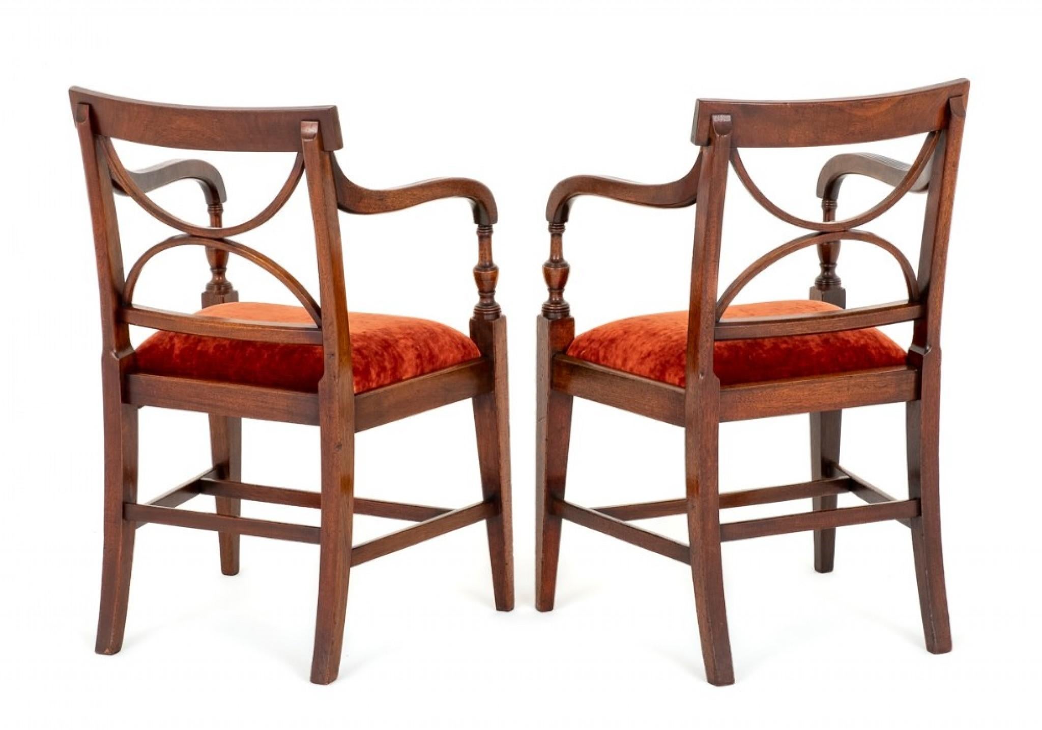 Pair Regency Arm Chairs Period Mahogany Antique For Sale 2