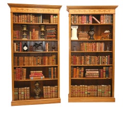 Pair Regency Bookcases - Open Sheraton Satinwood 7 ft Bespoke