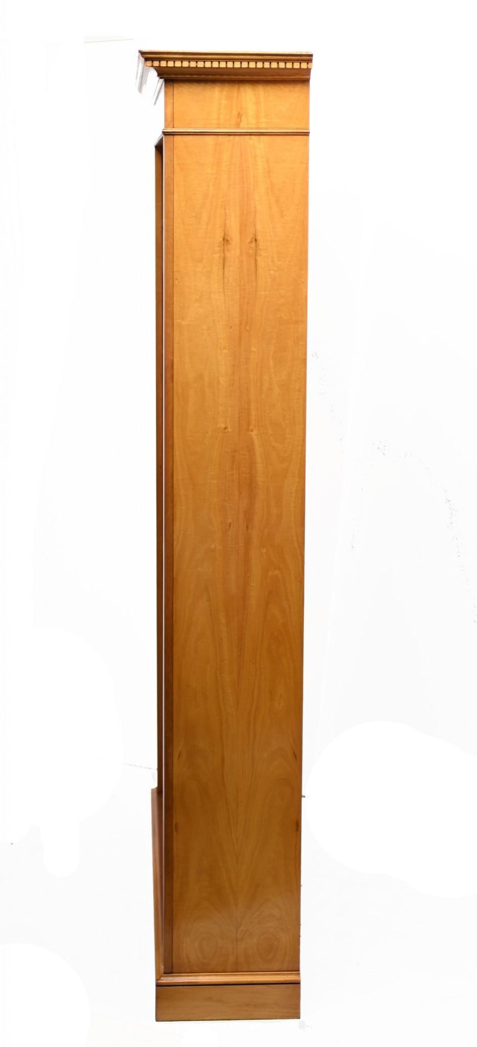 Pair Regency Bookcases - Open Sheraton Satinwood 7 ft English In Good Condition For Sale In Potters Bar, GB