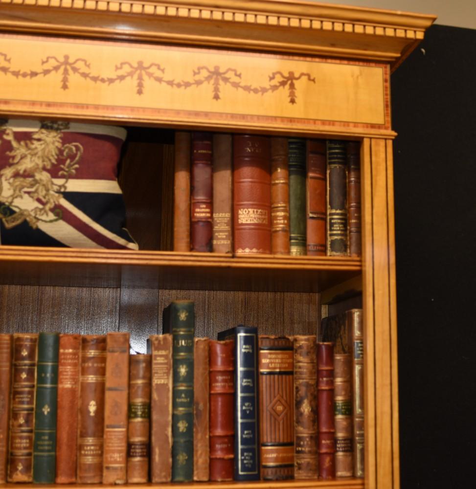 Pair Regency Bookcases - Open Sheraton Satinwood 7 ft English 1