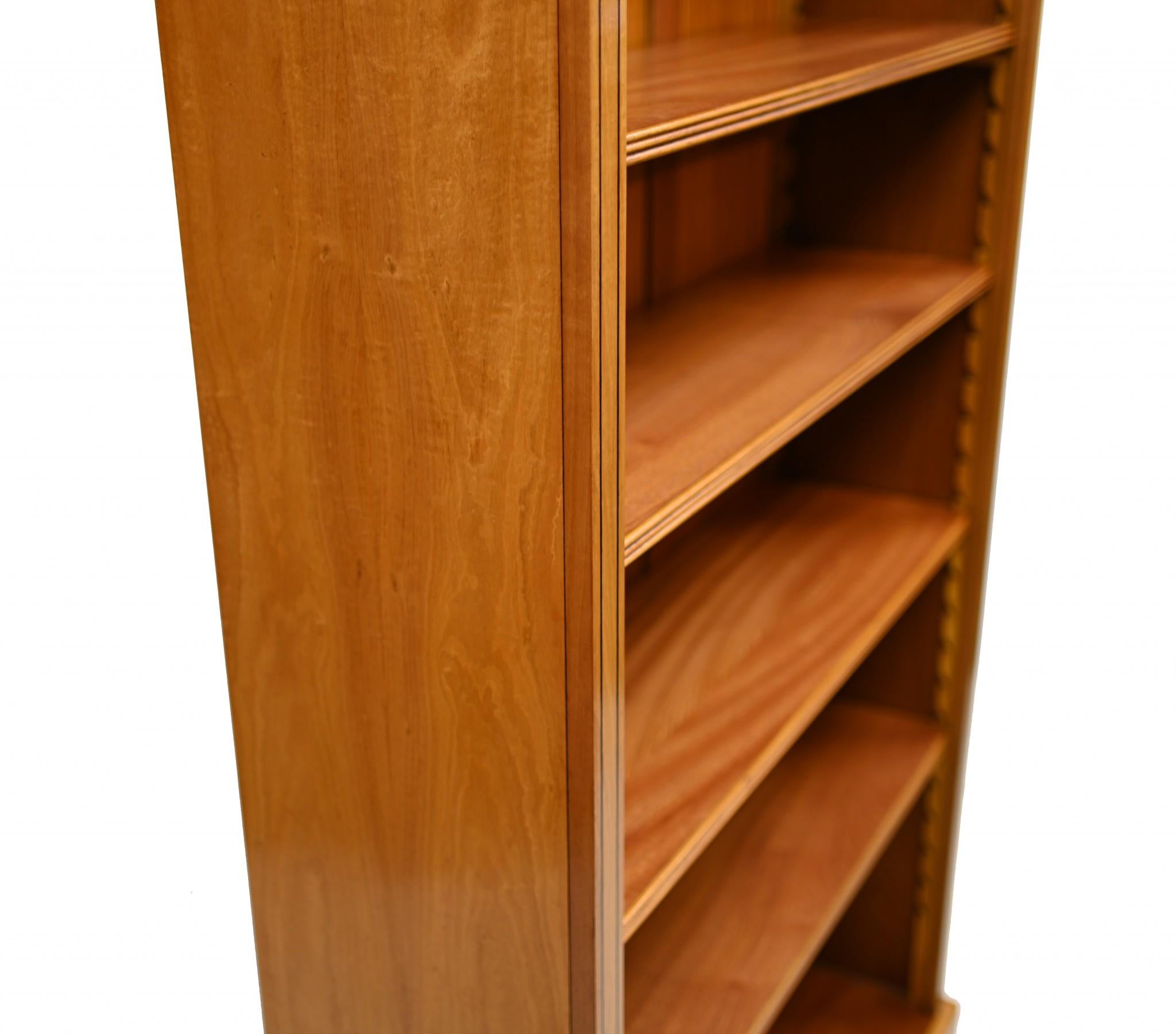 Pair Regency Bookcases - Open Sheraton Satinwood 7 ft English For Sale 1