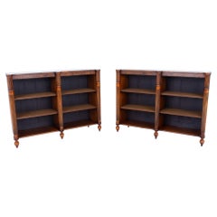 Pair Regency Bookcases Open Walnut Book Shelf
