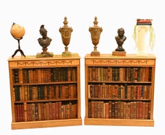 Pair Regency Bookcases - Satinwood Open Front Sheraton Inlay Bespoke