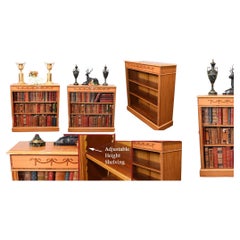 Pair Regency Bookcases - Satinwood Open Front Sheraton Inlay Bespoke