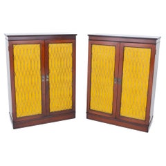 Antique Pair Regency Cabinets Mahogany Revival 1880