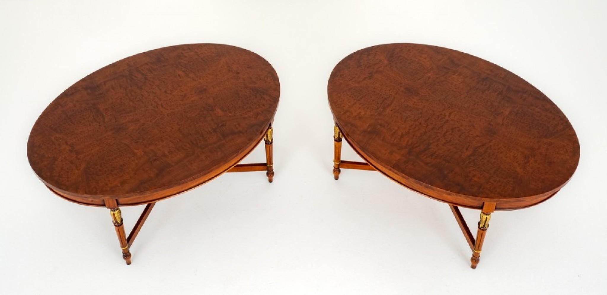Early 20th Century Pair Regency Coffee Tables Walnut Interiors For Sale