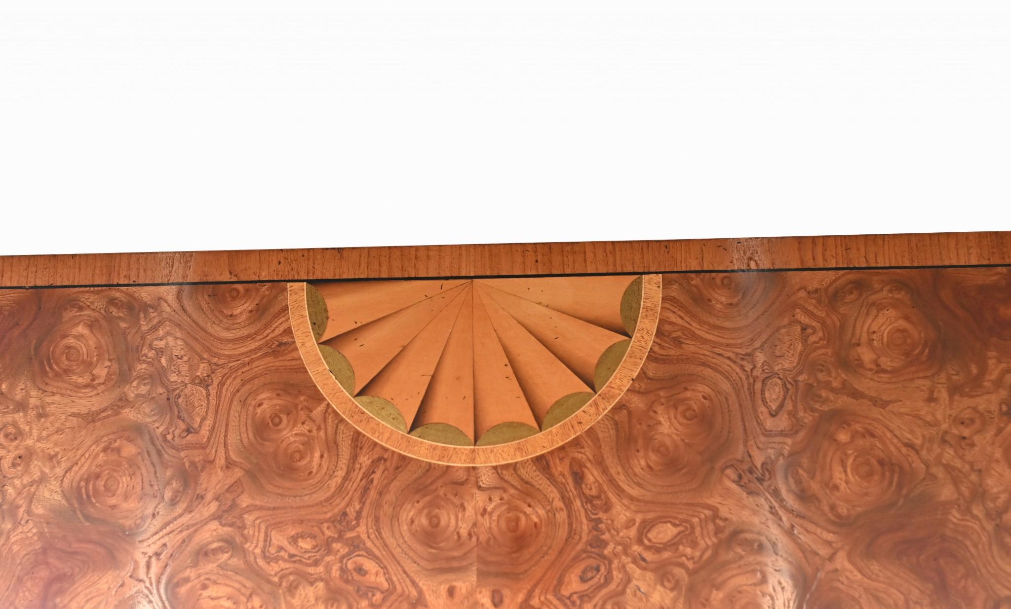 Pair Regency Console Tables Demi Lune Classical Marquetry In Good Condition In Potters Bar, GB