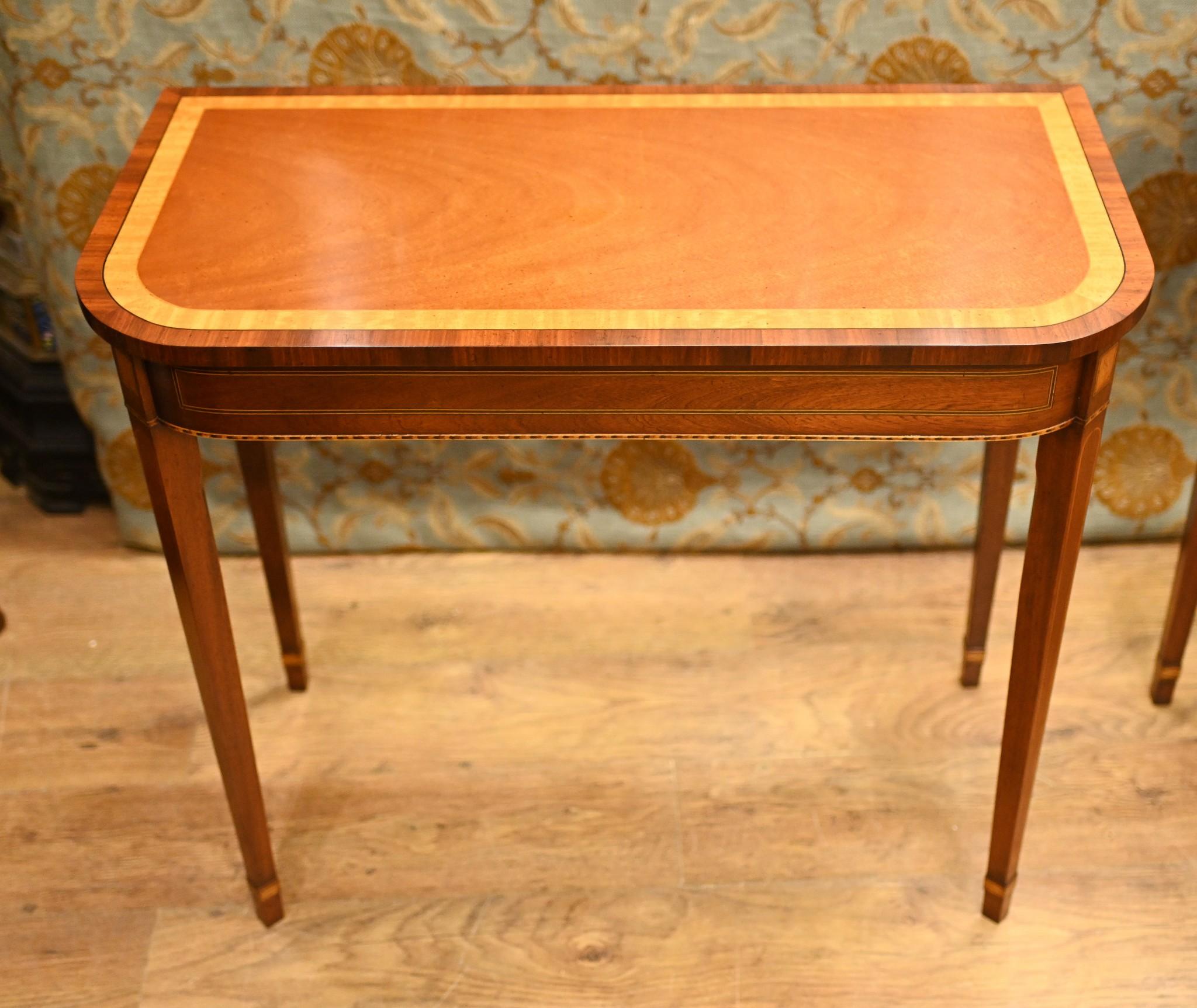 Late 20th Century Pair Regency Console Tables Mahogany E End Hall Table For Sale