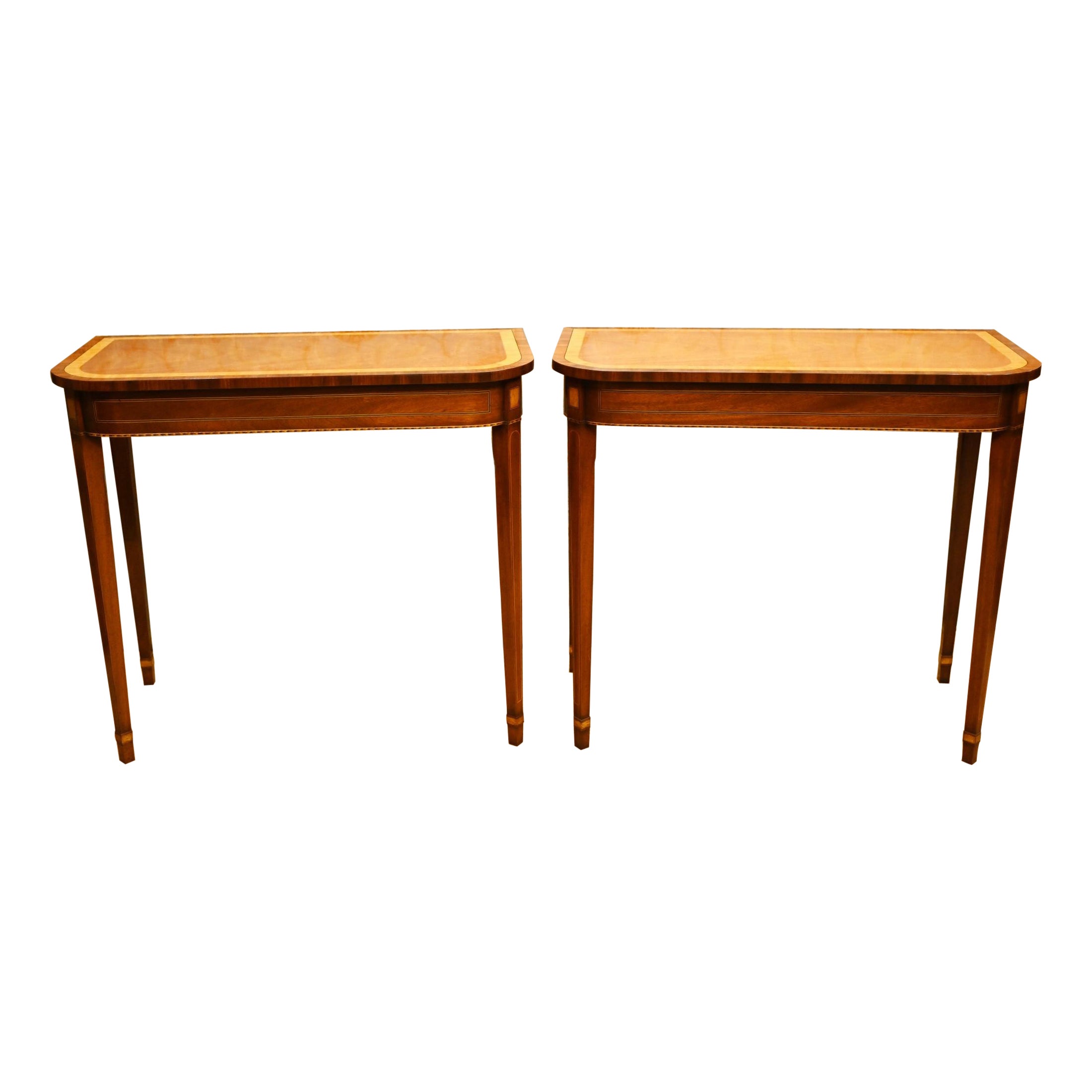 Pair Regency Console Tables Mahogany E End Hall Table