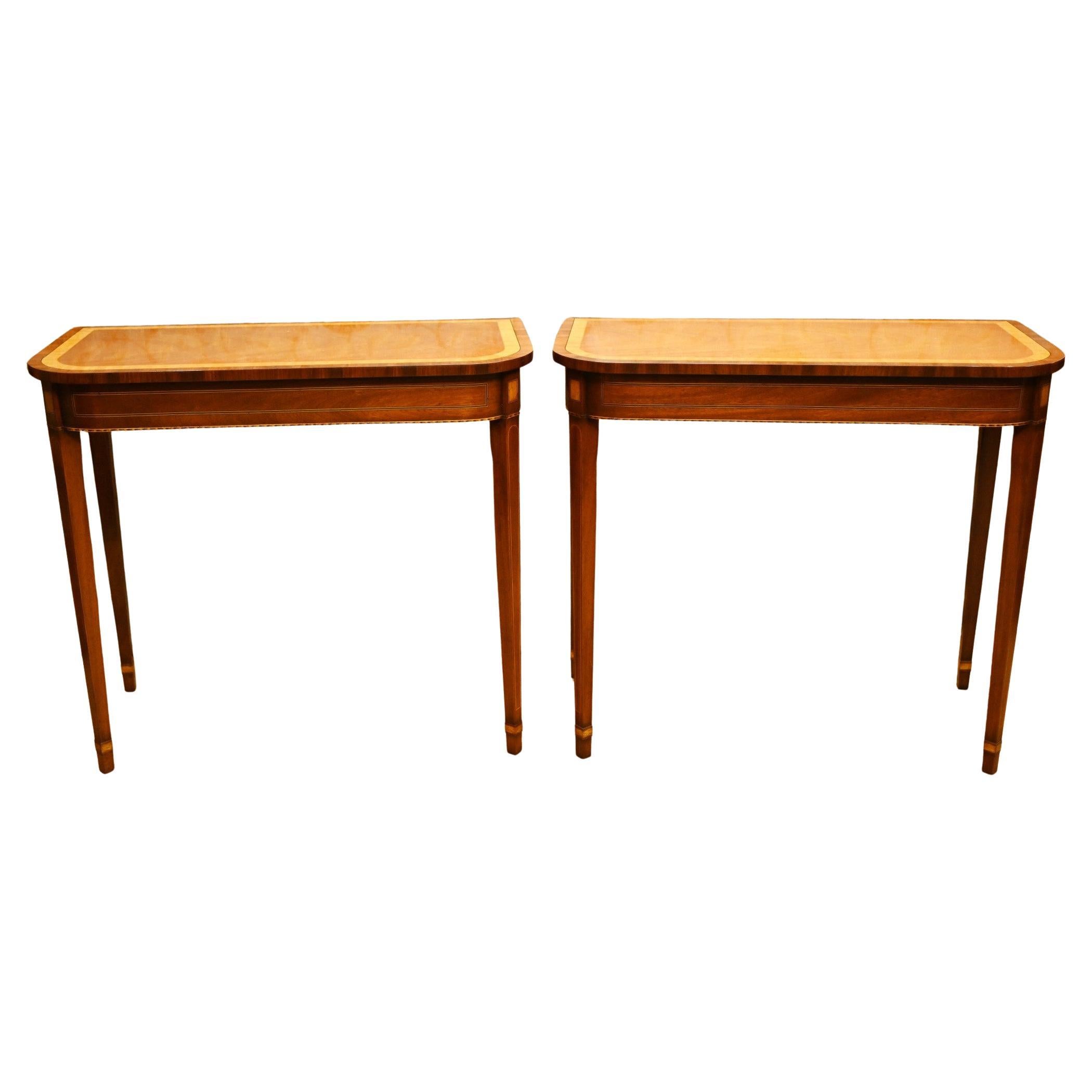 Pair Regency Console Tables Mahogany E End Hall Table