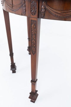 Pair Regency Console Tables Mahogany Hall Revival Demi Lune