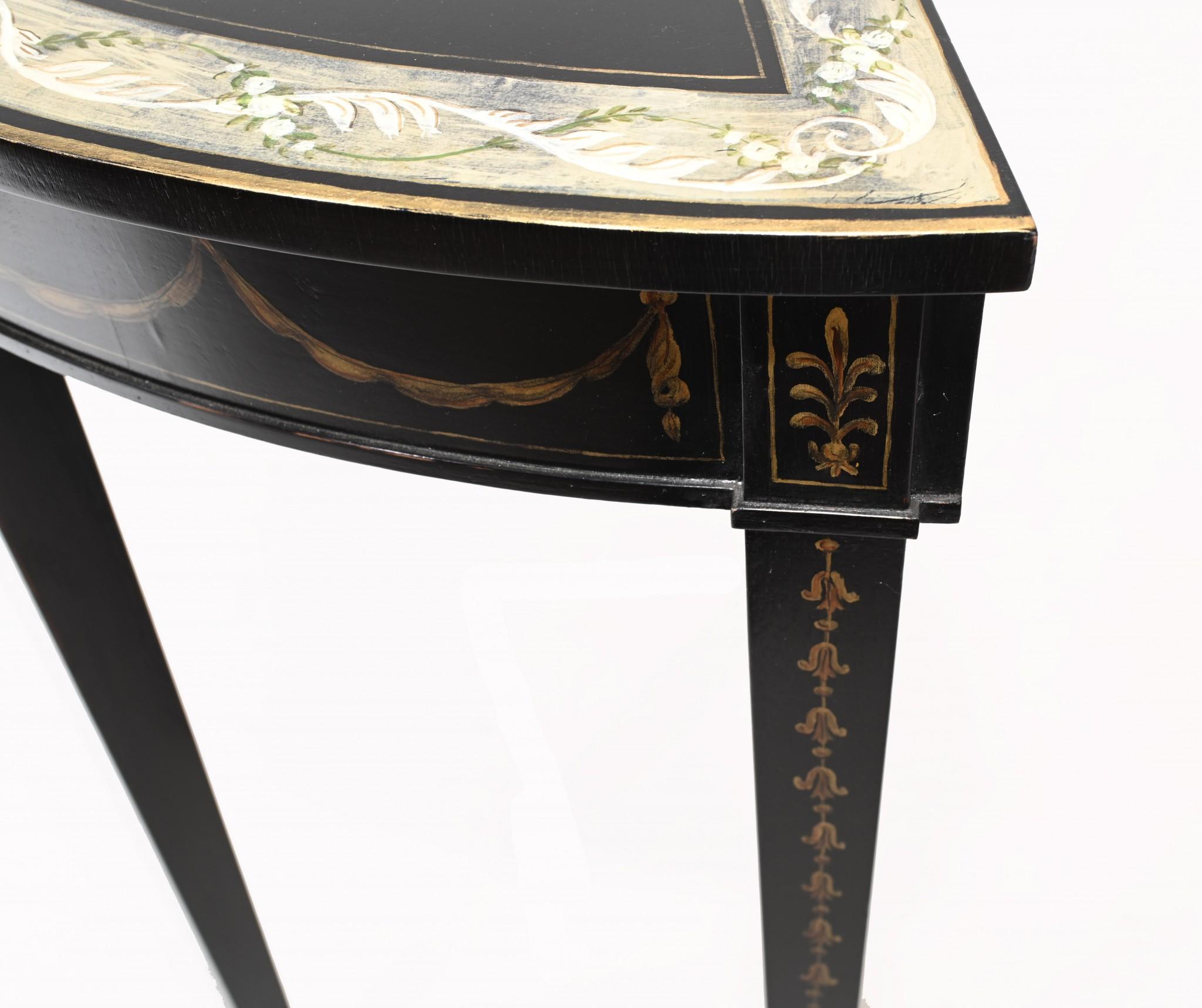 Pair Regency Console Tables Painted Lacquer Adams For Sale 7