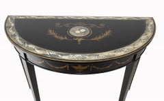 Pair Regency Console Tables Painted Lacquer Adams
