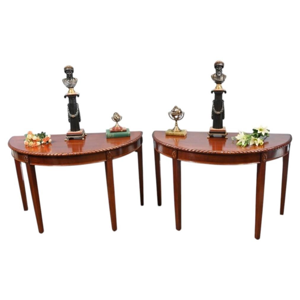 Pair Regency Console Tables Pie Crust Mahogany 1820 For Sale